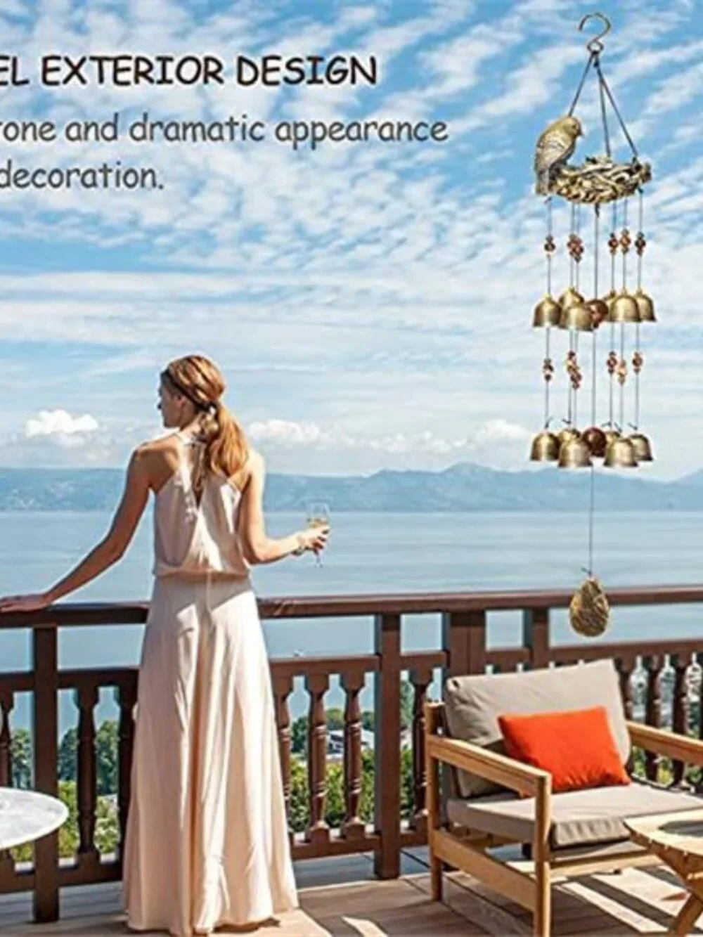 Bird Nest Wind Chimes Wind Chimes for Outside with 12 Wind Bells for Glory